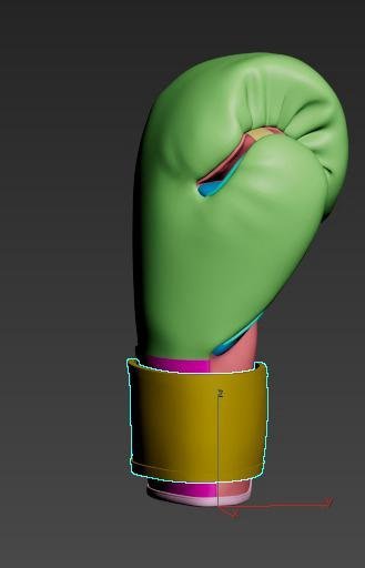 3D boxing glove model with coloured material zones
