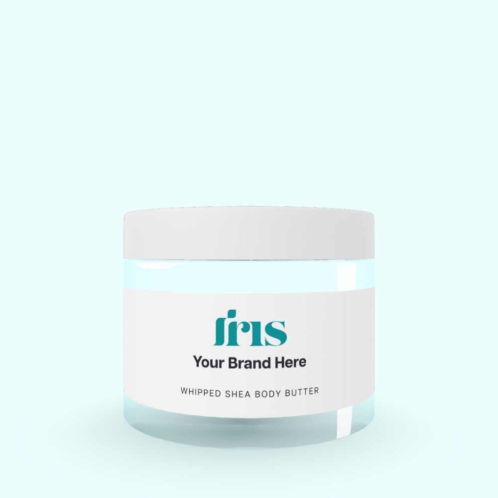 White-label body butter jar with custom brand label