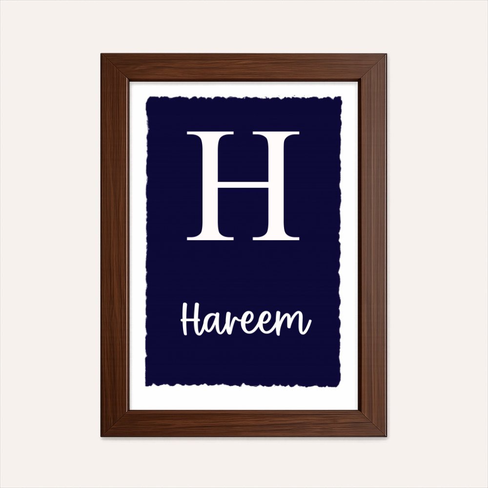 Navy monogram name frame